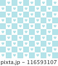 Blue heart on white and blue square pattern. 116593107