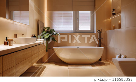 Modern minimalist bathroom interior 116593355