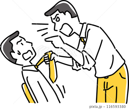 相手のネクタイを持って怒鳴るビジネスマン 116593380