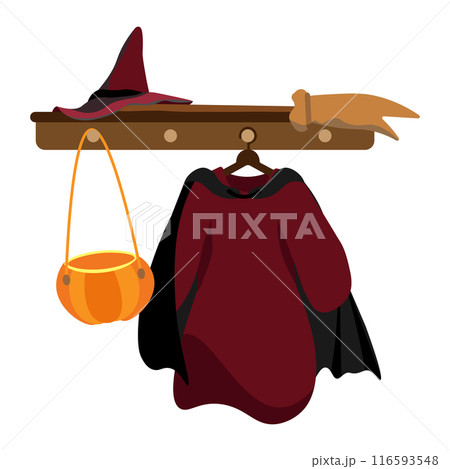 ハンガーにかけたハロウィンの魔女の衣装のイラスト2 ハンガーにかけたハロウィンの魔女の衣装のイラスト2 116593548