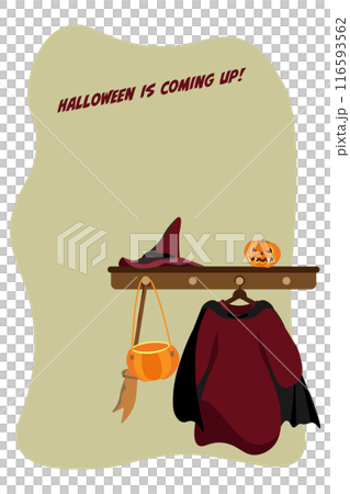 Illustration of a Halloween witch costume hanging on a hanger 3 vertical Illustration of a Halloween witch costume hanging on a hanger 3 vertical 116593562