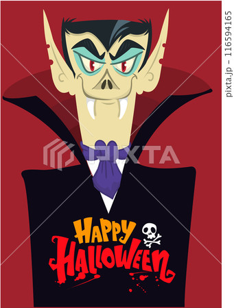 Funny cartoon vampire character design with big open mouth, tongue, fangs. Halloween illustration of count dracula vector isolated Funny cartoon vampire character design with big open mouth, tongue, fangs. Halloween illustration of count dracula vector isolated 116594165