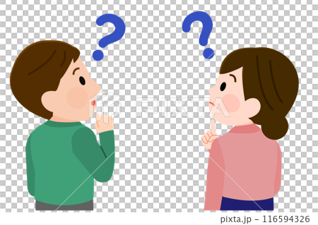 Illustration of a man and woman with doubts 116594326