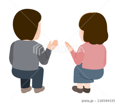 話し合う後ろ姿の男性と女性 イラスト 話し合う後ろ姿の男性と女性 イラスト 116594335
