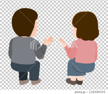 話し合う後ろ姿の男性と女性 イラスト 話し合う後ろ姿の男性と女性 イラスト 116594335