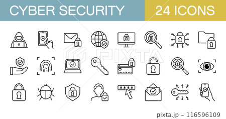 サイバーセキュリティに関するアイコンセット　 116596109