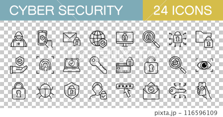 サイバーセキュリティに関するアイコンセット　 116596109