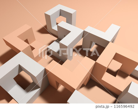 Abstract geometric installation with cubical shapes 3 d Abstract geometric installation with cubical shapes 3 d 116596492