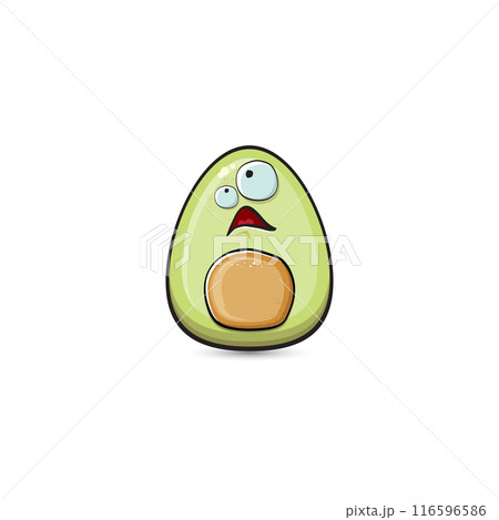 funny cartoon cute tiny avocado character isolated on grey background. My name is avocado vector concept. vector healthy summer funky avocado fruit character 116596586