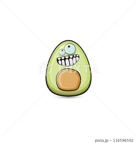 funny cartoon cute tiny avocado character isolated on grey background. My name is avocado vector concept. vector healthy summer funky avocado fruit character 116596592