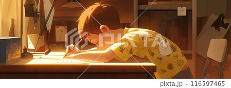 Young woman cozy sweater writing in journal candlelight softly lit cafe 116597465
