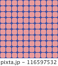 Pink rounded square seamless pattern.Pink rounded square on blue background. 116597532