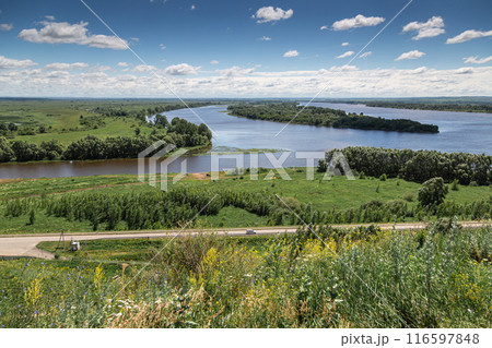 View of the confluence of the Toima river into the Kama river, Elabuga, Tatarstan, Russian Federation 116597848