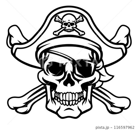 Pirate Hat Skull and Crossbones Cartoon Pirate Hat Skull and Crossbones Cartoon 116597962