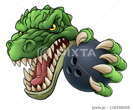 Crocodile Dinosaur Alligator Bowling Sports Mascot 116598008