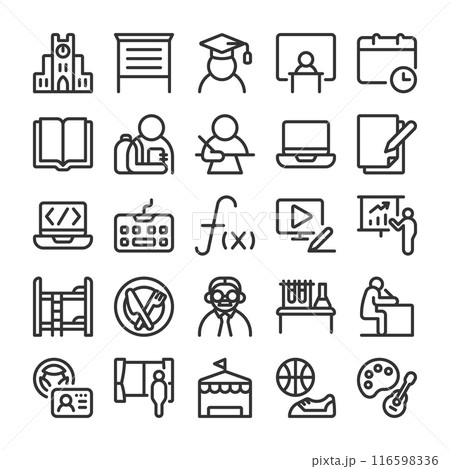 大学 学生寮生活 アイコン セット 大学 学生寮生活 アイコン セット 116598336