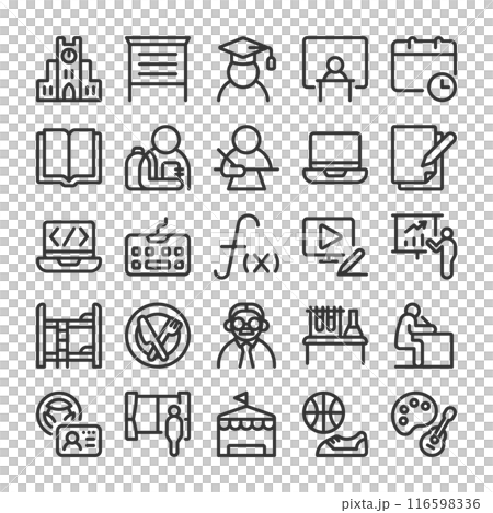 大学 学生寮生活 アイコン セット 大学 学生寮生活 アイコン セット 116598336