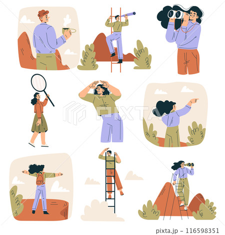 Look to Future with People Character View Horizon Vector Set Look to Future with People Character View Horizon Vector Set 116598351