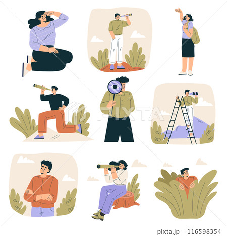 Look to Future with People Character View Horizon Vector Set Look to Future with People Character View Horizon Vector Set 116598354