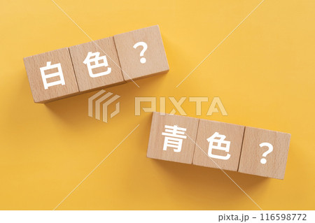 白色？青色？と書かれたブロック 116598772