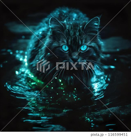 光を浴びて輝く猫 116599451