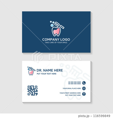 Dental business card template use in presentation for company or clinic. dental health concept. medical health and dentistry concept. vector design. 116599849
