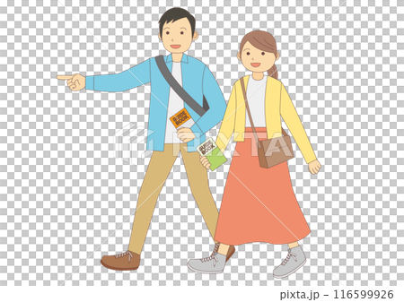 男女觀光插畫形象_以主線為主線 116599926