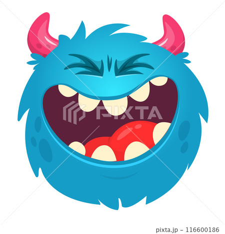 Funny cartoon monster character. Illustration of cute and happy alien creature Funny cartoon monster character. Illustration of cute and happy alien creature 116600186
