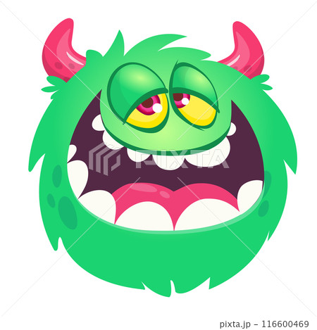 Funny cartoon monster character. Illustration of cute and happy alien creature Funny cartoon monster character. Illustration of cute and happy alien creature 116600469