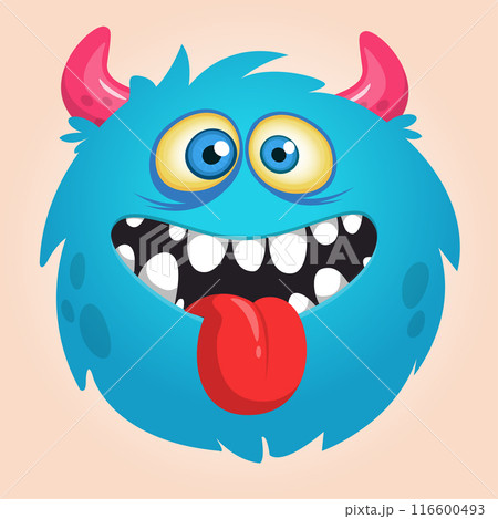 Funny cartoon monster character. Illustration of cute and happy alien creature Funny cartoon monster character. Illustration of cute and happy alien creature 116600493