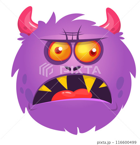 Funny cartoon monster character. Illustration of cute and happy alien creature 116600499