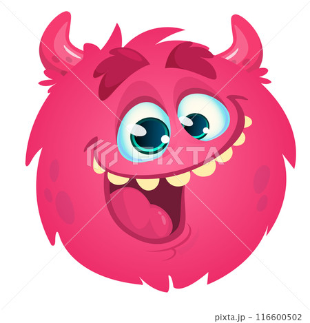 Funny cartoon monster character. Illustration of cute and happy alien creature 116600502