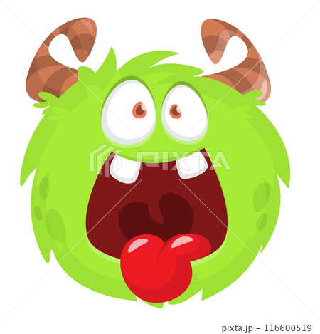 Funny cartoon monster character. Illustration of cute and happy alien creature 116600519