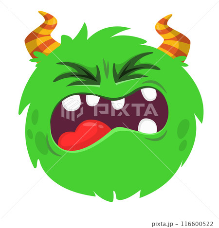 Funny cartoon monster character. Illustration of cute and happy alien creature Funny cartoon monster character. Illustration of cute and happy alien creature 116600522