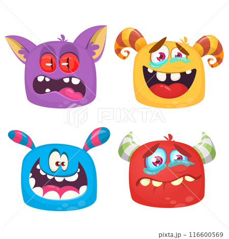 Cute cartoon Monsters. Set of cartoon monsters: ghost, goblin, bigfoot yeti, troll, dragon and alien . Halloween design 116600569