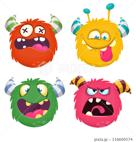 Cute cartoon Monsters. Set of cartoon monsters: ghost, goblin, bigfoot yeti, troll, dragon and alien . Halloween design 116600574