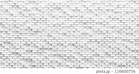 White brick wall texture background 3D render 116600756