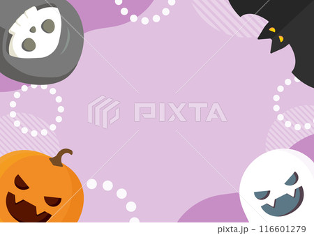 ハロウィンの紫色の背景のかわいいフレーム 116601279
