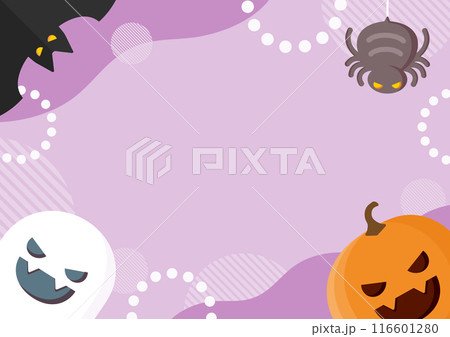 ハロウィンのポップなフレーム、背景紫色 116601280