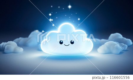 メルヘンチックで可愛い顔の雲のアイコン 116601556