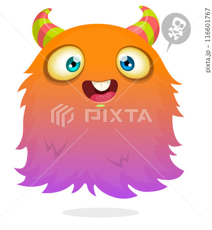 Funny cartoon flying monster. Halloween vector illustration. Great for package or party decoration 116601767