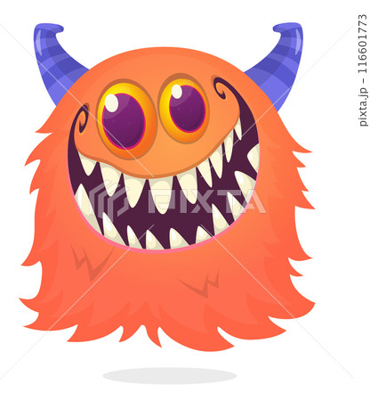 Angry cartoon flying monster with funny face. Halloween vector illustration. Great for package or party decoration Angry cartoon flying monster with funny face. Halloween vector illustration. Great for package or party decoration 116601773