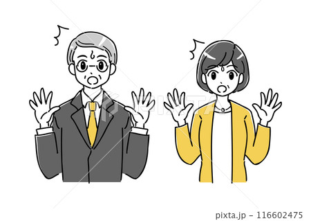 驚いているシニアのビジネスパーソンのイラスト 116602475