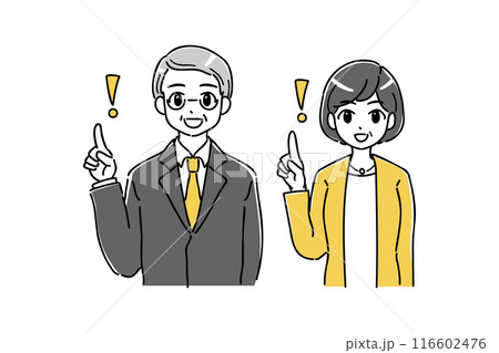 指差しをしているシニアのビジネスパーソンのイラスト 116602476