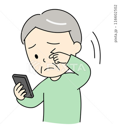 老眼でスマホの画面が見えないおじいさん 116602502