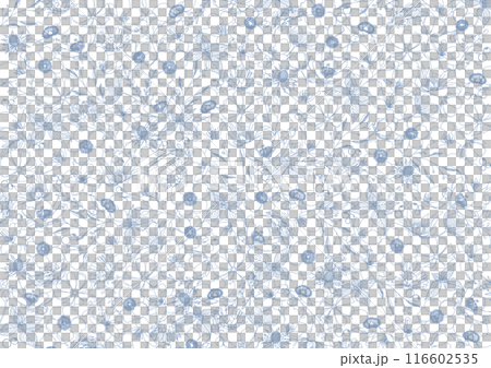 美しい青色の花の線画、ボタニカル背景素材 116602535