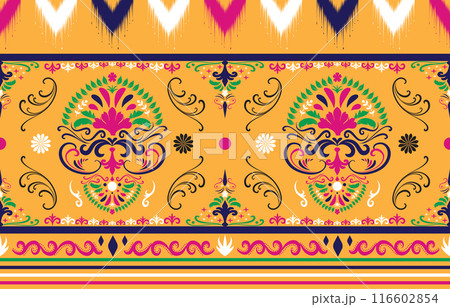 Ethnic Pattern. Ethnic India seamless pattern design oriental style. Damask India Motif. 116602854