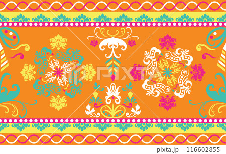 Ethnic Pattern. Ethnic India seamless pattern design oriental style. Damask India Motif. 116602855