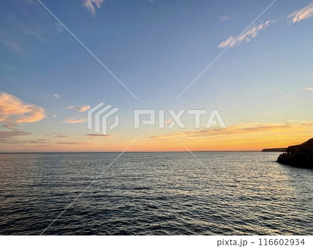 Scenic view of sea during sunset, Portugal, Algarve. Scenic view of sea during sunset, Portugal, Algarve. 116602934