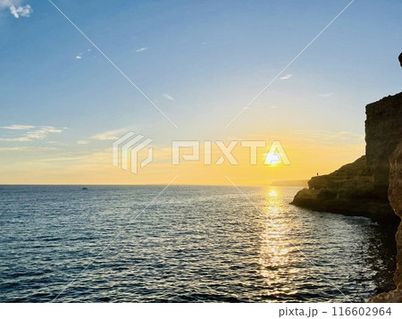 Scenic view of sea during sunset, Portugal, Algarve.  116602964